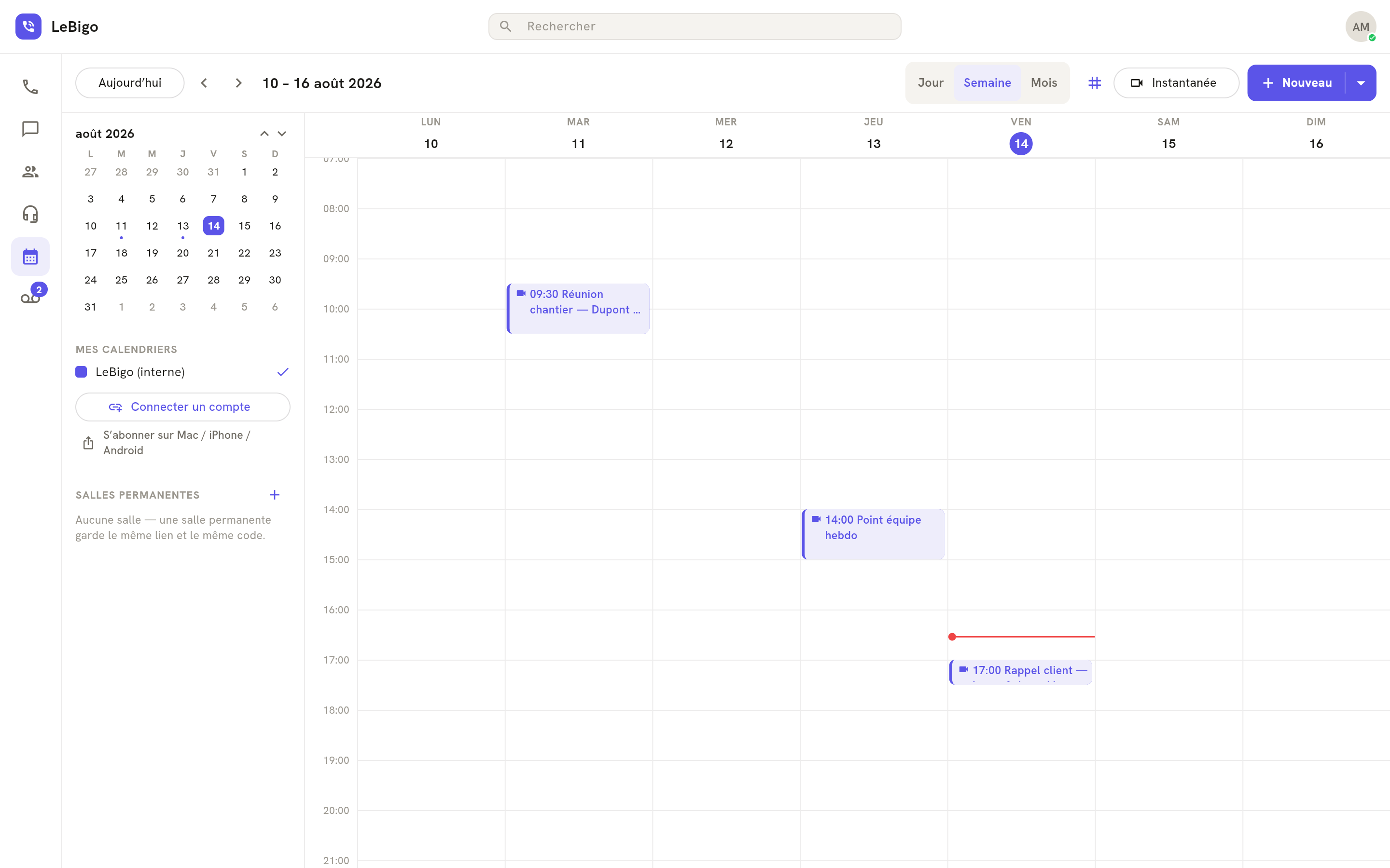 Calendrier et réunions